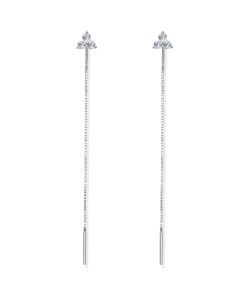 Triangle with Dangling Chain Silver Earring STC-2194